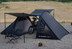 GREEN Motorcycle Camping Tunnel Tent 2 Room Tents For Camping Waterproof An BB - Picture 1 of 12