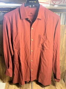 Tommy Bahama Hawaii Seidenhemd Herren Large rosa lachs Camp Loop Kragen EUC L - Bild 1 von 8