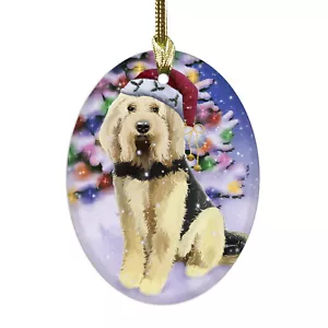 Ornamenti natalizi da appendere in vetro ovale per cani Otterhound per decorazioni albero di natale - Foto 1 di 3