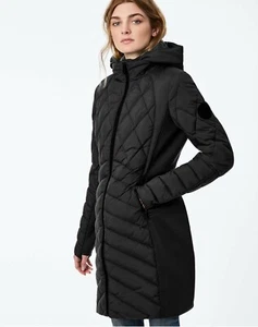 Bernardo Negro Invierno Neo Active Doble Up Puffer EcoPlume Largo Forrado Mujer XS - Imagen 1 de 15