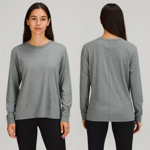 Lululemon All Yours Long Sleeve Athletic Top Stretch Heathered Gray Size Large - Picture 1 of 7