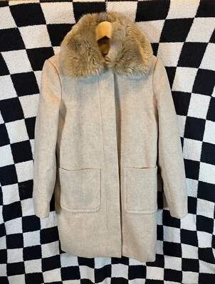 Ralph Lauren Trench Coat Faux Fur Women's 4 Wool Blend - Image 1 of 4