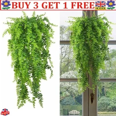 Artificial Hanging Plants Fake Fern Trailing Foliage Plastic Flower Leaf Decor - Image 1 of 4