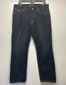 EXPRESS Mens Blake Loose Fit Boot Cut Denim Jeans Flap Pockets Dark Wash 34 X 32 - Picture 1 of 10