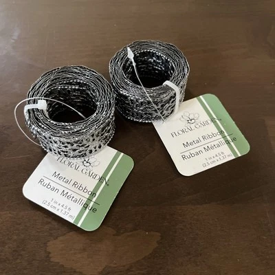 Set Of 2 Floral Garden Metal Embossed Ribbon Flower Chain Design New 1" x 4.5 Ft - Image 1 of 4