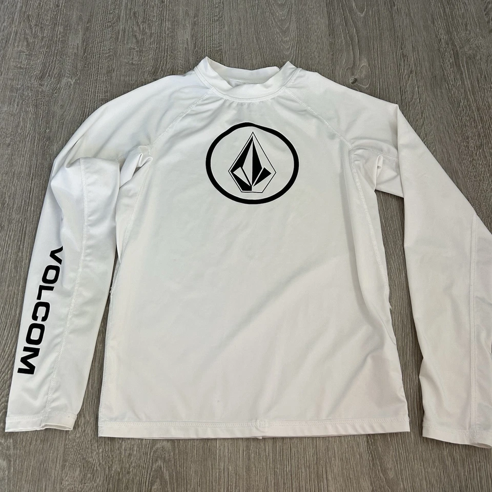 Camisa de Sol Branca Volcom Lido Manga Longa UPF 50 Rashguard Meninos Tamanho XL UPF 50 - Imagem 1 de 4