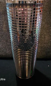 NEU Starbucks Silver Discokugel Mirror Grid Tumbler Grande 16 Oz - Bild 1 von 10