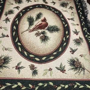 Vintage Red Cardinal Woven Tapestry Throw Blanket 58x48” - Picture 1 of 7