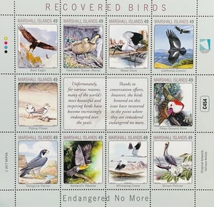 MARSHALL ISLANDS RECOVERED BIRDS STAMPS 2017 MNH BIRD BALD EAGLE CONDOR FALCON 1 - Picture 1 of 1