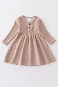 Boutique Girls Beige Ruffle Dress Size 8 - Picture 1 of 1