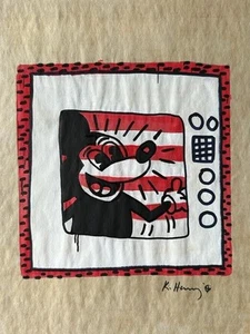 KEITH HARING CoA Original Drawing Vintage Painting Art Signed - Picture 1 of 6
