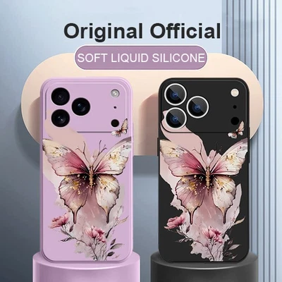 Per iPhone 17 16 Pro Max 16e 15 14 13 12 11 Custodia Farfalla Morbida Antiurto - Immagine 1 di 4