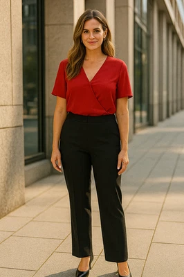 Vince Camuto Women's Plus Size 14W Black Side Zip Stretch Waist Dress Pants - Image 1 of 4