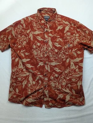 Woolrich camouflage leaves Cotton Button-Up Shirt Men XL Orange Short Sleeve - Image 1 of 4