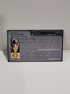 Tarjeta de archivo Gijoe Arah Cobra Secto Viper 1988 Hasbro sin cortar - Imagen 1 de 6