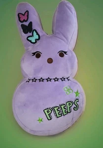 2024 PEEPS EASTER BUNNY 15" PURPLE  Rabbit Plush Butterflies Stuffy - Picture 1 of 9