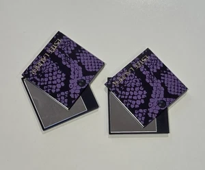 2 x ESTEE LAUDER PURSE TRAVEL COSMETIC MINI SLIDING MIRROR * SQUARE PURPLE SNAKE - Picture 1 of 5