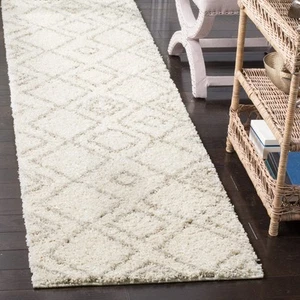 Arizona Shag Collection Runner Rug - 2'3" x 8', Ivory & Beige, Moroccan Desig... - Picture 1 of 4