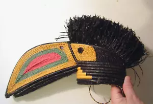 Máscara de cestería tejida vintage Panamá Wounaan pájaro tucán grande finamente hecha - Imagen 1 de 6