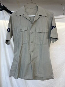 USAF Men’s Short Sleeve Shirt - Cotton Tropical Tan Pre-Vietnam Era Sz 15 - Picture 1 of 4