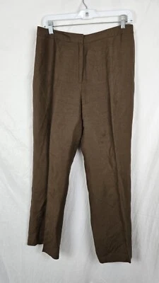 Le костюм карьера льняной смеси женщин sz 10 коричневый бизнес повседневные брюки - Изображение 1 из 4