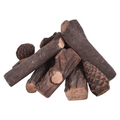 10 Piezas Troncos Cerámicos Leños Chimenea Gas Etanol Conos de Pino Artesanales Foto 1 de 3