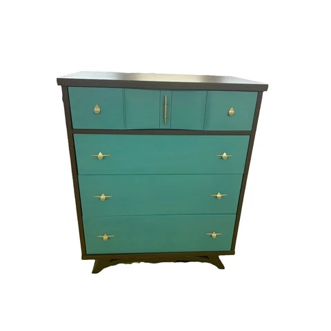 Midcentury Modern ReFab Dresser Painted Teal Brown Mainline by Hooker Cover