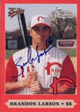 1999 Rockford Reds BRANDON LARSON Signed Card autograph AUTO LSU TIGERS