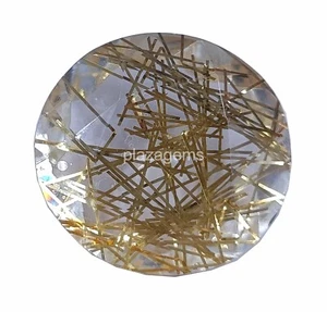 Golden Rutilated Quartz 79 Ct Certified Oval Cut Loose Gemstone 30x28mm 4SUZ - Picture 1 of 8