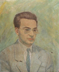 50`S REALIST OIL PAINITNG PRTRAIT MAN WITH GLASES - Picture 1 of 12