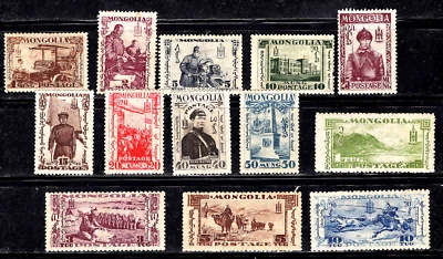 1932 MONGOLIA CHINA FULL SET Sc#62-74 3-MNG ,9-MHOG ,1-(25M)MNHOG CatVal$90 - Image 1 of 2