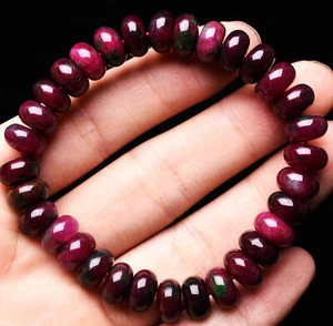 10*10*5.8mm Natural Ruby Zoisite Epidote More Red Quartz Gemstone Bead Bracelet - Imagen 1 de 6