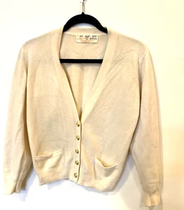 Maglione Vintage Braemar 100% Cashmere Bottoni Avorio Taglia S Made In Scotland - Foto 1 di 12