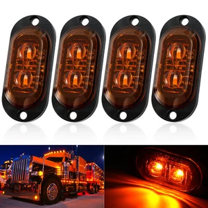 4Pcs Amber Oval LED Side Clearance Marker Lights 2.2" For Car Truck Trailer RV - Picture 1 of 7