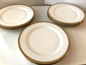 Vtg.8 La Seynie Limoges P &P France Gold Encrusted Band Dinner Plates 9-1/2" - Picture 1 of 7