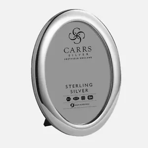 CARRS - Cornice portafoto ovale semplice in argento sterling con retro in velluto grigio - 31/2" x 21/2" - Foto 1 di 3