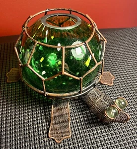 Glass Plant Vase With Turtle Shaped Steel Holder - Picture 1 of 3