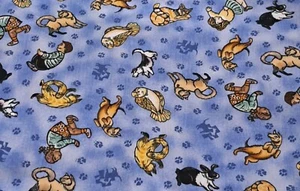1+ Yards Mixed Animal & Kids 100% Cotton Sewing Fabric, Bunny Dogs Cats Owls - Picture 1 of 1
