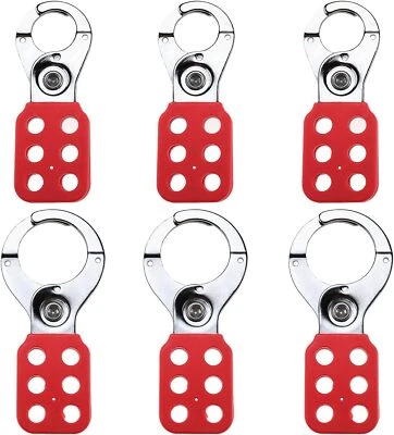 RealPlus Lockout Tagout Hasp, 6 Pack Steel Lock Out Tag Out Hasp, 1" & 1.5" Jaw