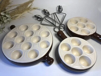 Lot de 3 poêlons à escargots - 12 et 2x6 emplacements - Émile Henry FRANCE Foto 1 de 4