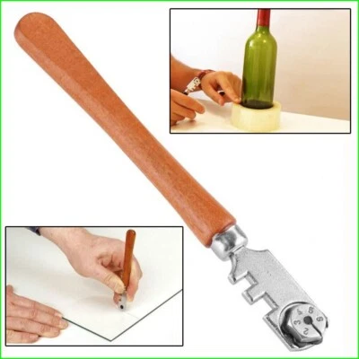 PREMIUM GLASS CUTTER 6 WHEEL PATTERN MIRROR/TILE/WINDOWS WOODEN HANDLE - Image 1 of 3
