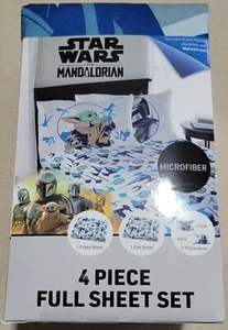 Star Wars The Mandalorian 4 Piece Full Sheet Set Baby Yoda Polyester Microfiber - Picture 1 of 3