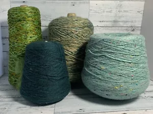VTG Yarn spools New Old stock Lot of 4 Greens, Teal 8lbs Knitting Or Looming - Picture 1 of 11
