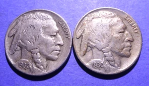 1930 P&S Buffalo Nickels XF - Foto 1 di 2
