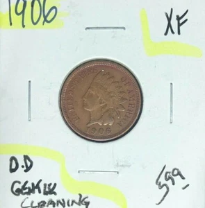 1906 INDIAN HEAD CENT~ XF ~ PULIZIA DELICATA ~ BELLA MONETA~ REF# D/D - Foto 1 di 2