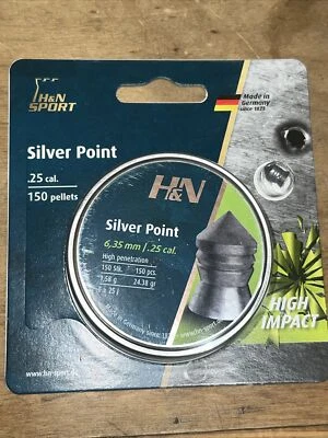 H&N SPORT H&N Silver Point Air Gun Pellets .25Cal, 24.38gr, 150 Count - New & Free Ship