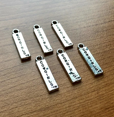 Set of 6 OKLAHOMA STATE UNIVERSITY COWBOYS COWGIRLS SILVER BAR CHARM OSU jewelry Cover