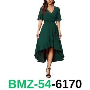 Kormei Womens Short Sleeve Floral High Low V-Neck Flowy Party Long Maxi Dress, L - Picture 1 of 4