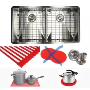 Kit fregadero de cocina Kingsman Undermount 37 in doble tazón acero inoxidable ARL-F3720 - Imagen 1 de 1