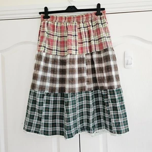Urban Outfitters Indian Ocean Skirt S/L Womens Tartan Check Tiered Boho Hippie - Picture 1 of 11